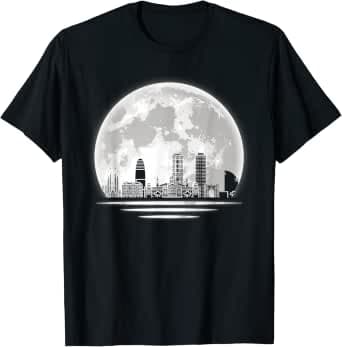 Barcelona Skyline with Moon T-Shirt