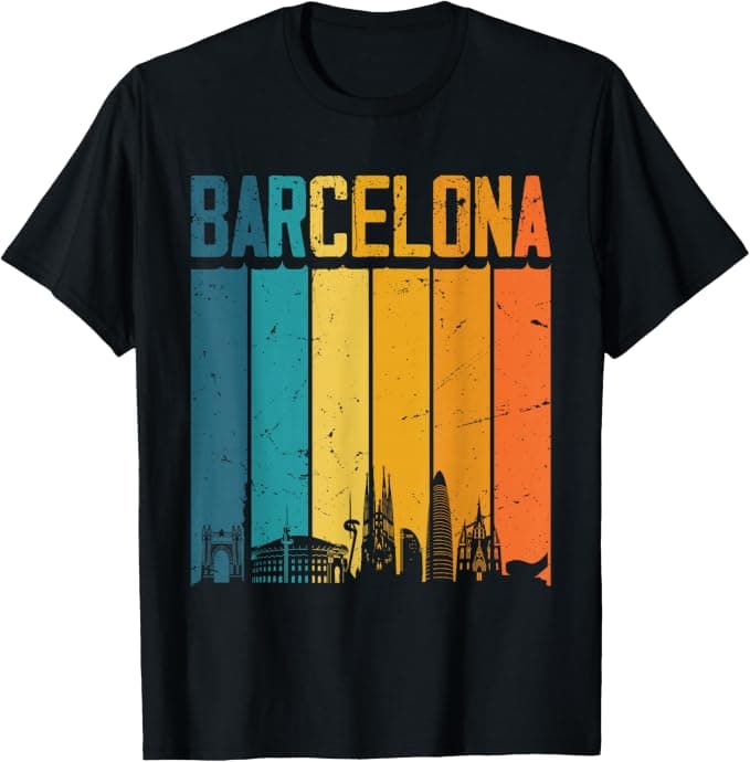 Barcelona Retro Vintage Sunset T-Shirt